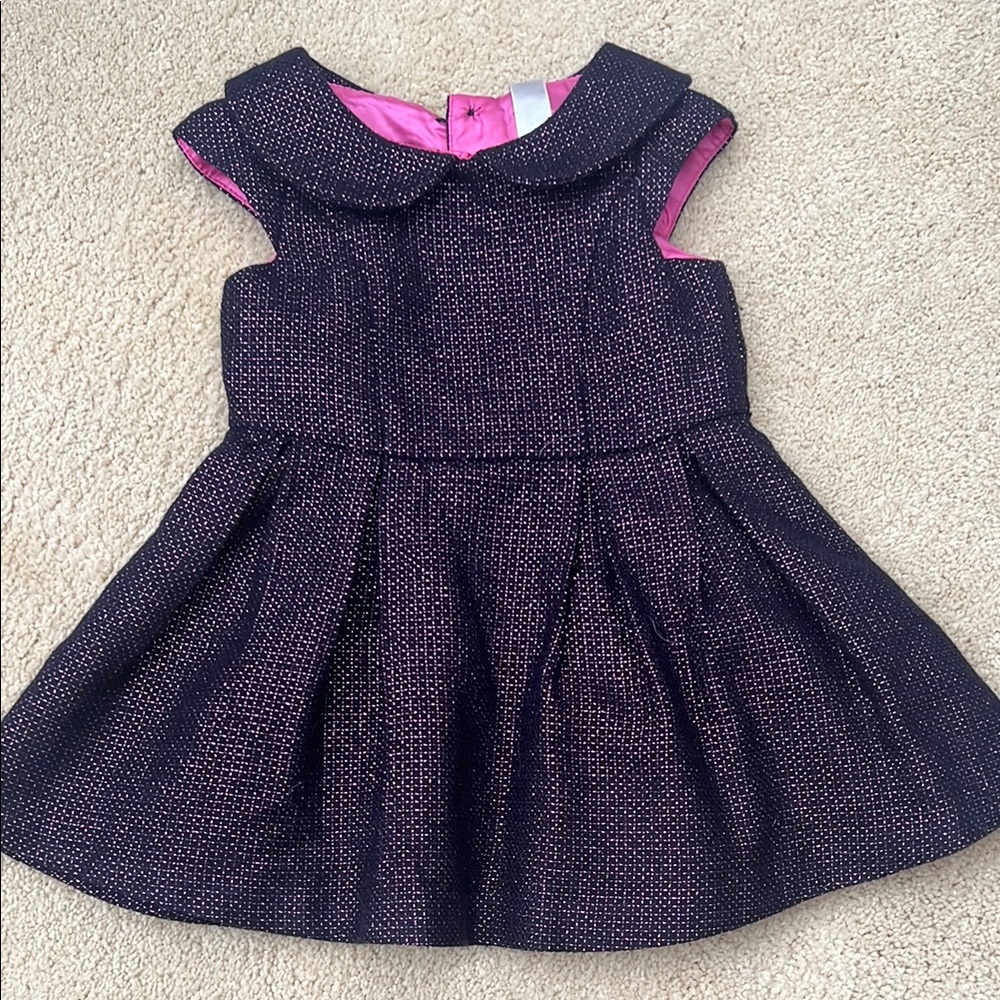Baby Purple/black and Pink Dress with Peter Pan Collar